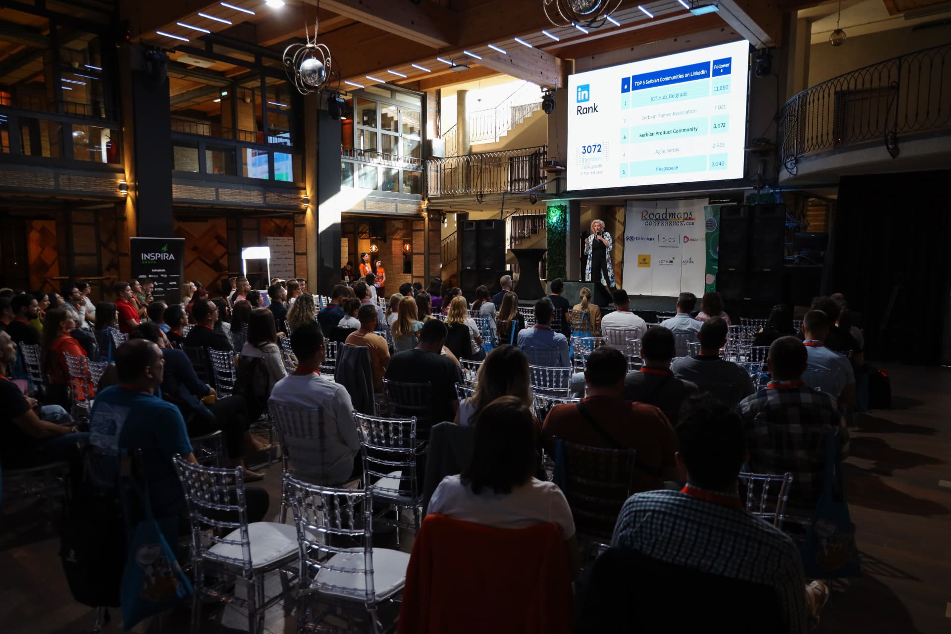 Roadmaps 2025 audience watching a talk at ICT Hub Belgrade
